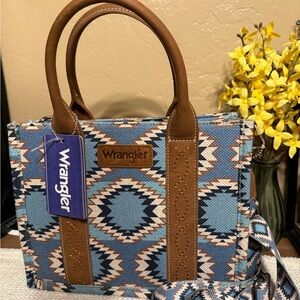 Wrangler Aztec Blue and Tan Tote Bag